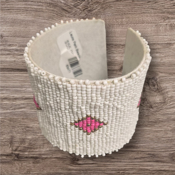 Laura Park white and pink beaded bangle NWT - Picture 5 of 9